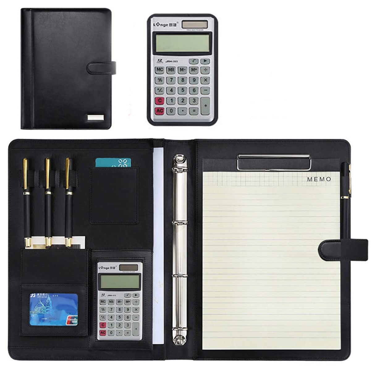 IBOWZ Cartella per Documenti in Pelle A4 Padfolio Portfolio Folder 4 Raccoglitore ad Anelli Business Portfolio Folder Organizer per interviste, conferenze e presentazioni