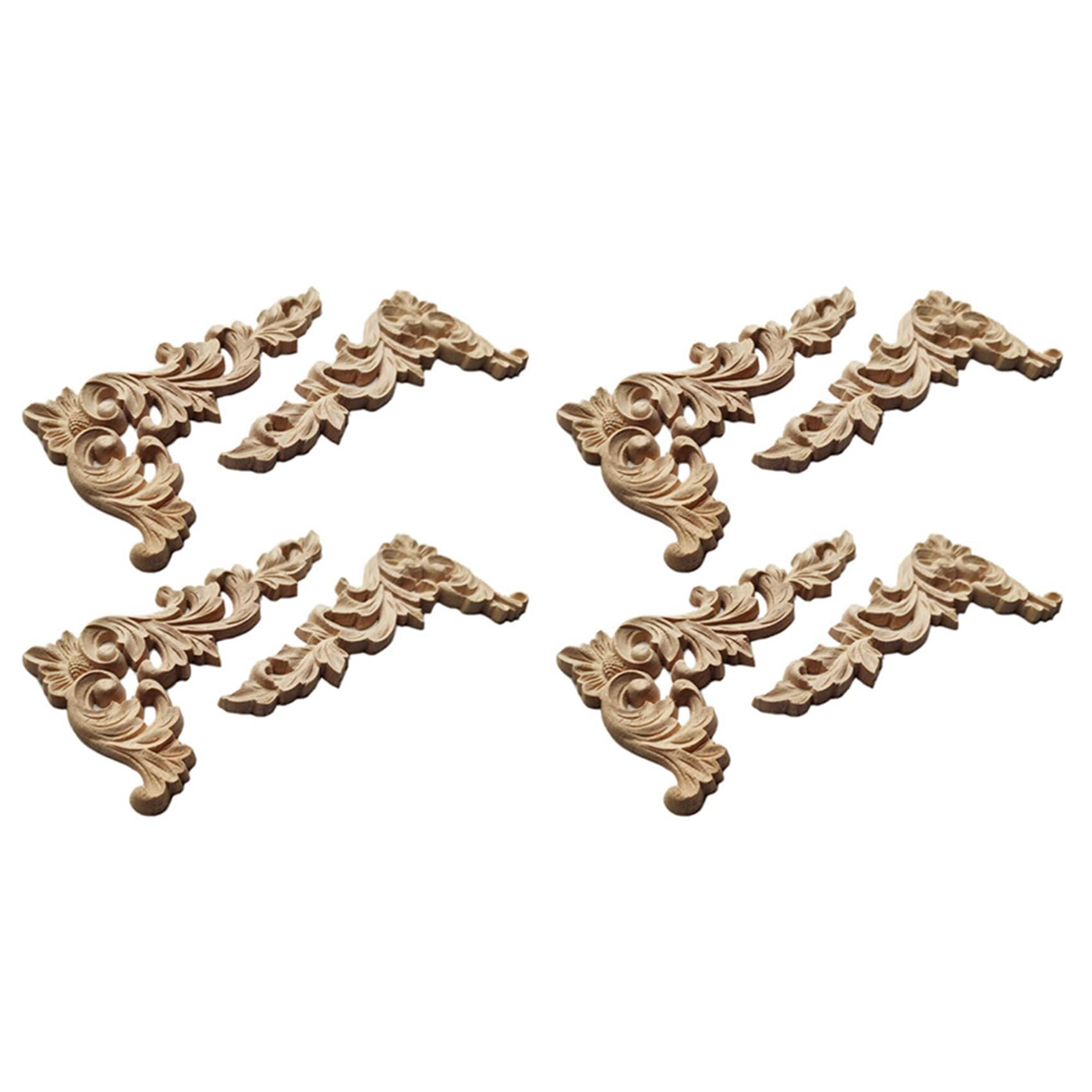 Vjsujehgy 8Pcs Wood Carved Corner Onlay Applique Unpainted Frame Cupboard Cabinet Decal for Decoration A