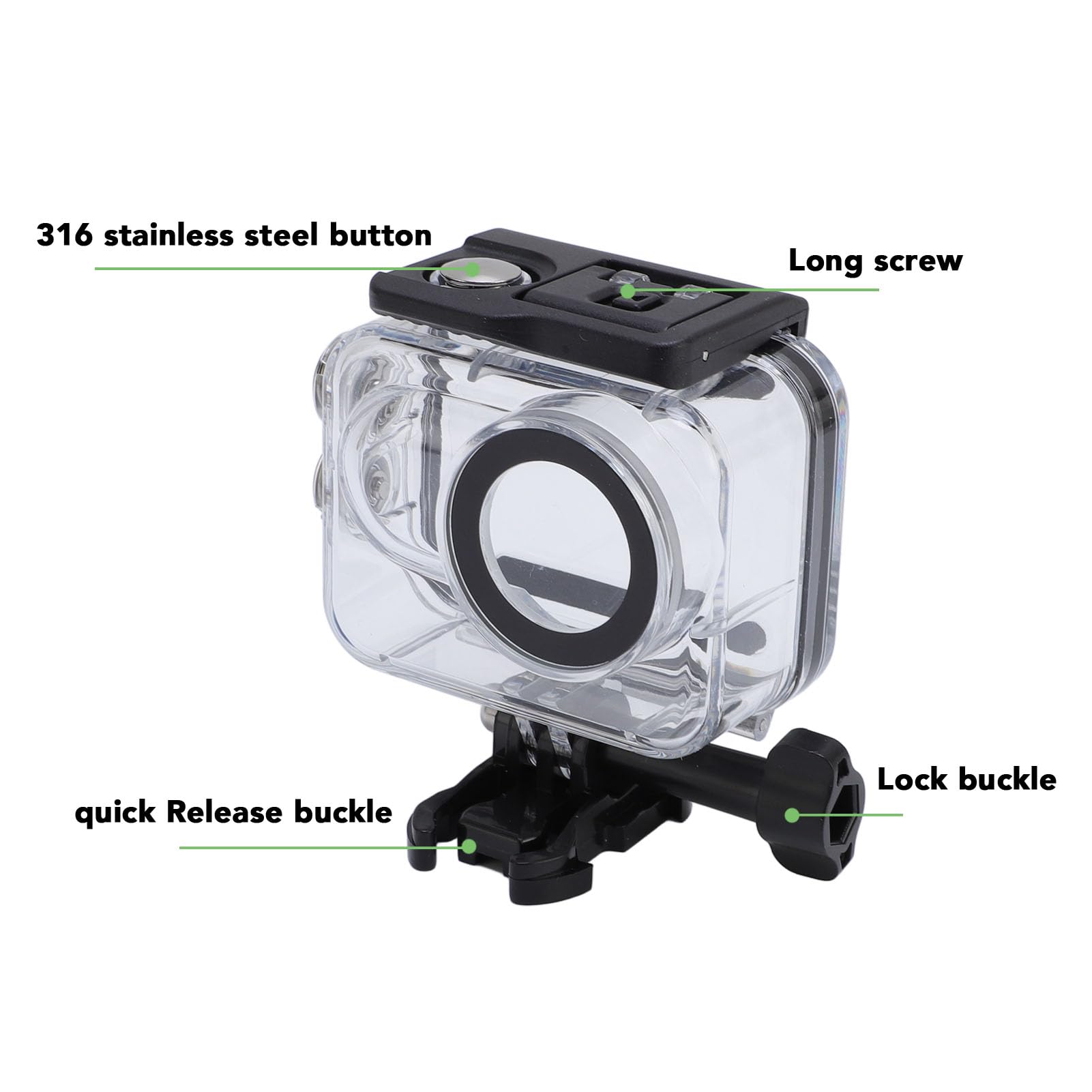 Custodia da Immersione da 60 M/196ft per GO 3S, GO 3, Shell di Alloggi per Alloggi per Protezione per Immersioni Profonde Subacquei, Accessori per Telecamere D'azione (Senza filtro)