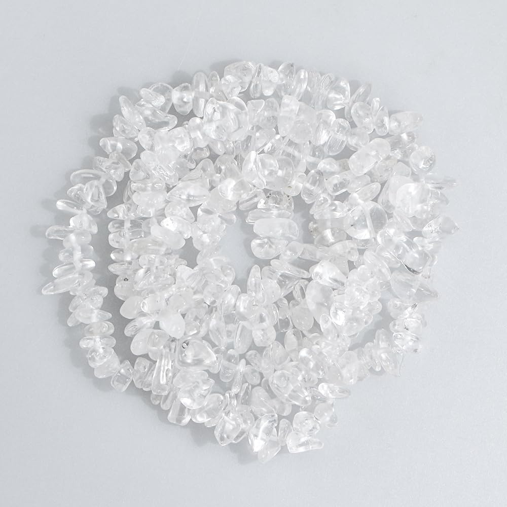 260pcs Natural Clear Crystal Beads Chips 5mm to 8mm Irregular Gemstone Beads with Holes DIY for Bracelet Necklace Earrings Jewellery Making Craft 32 inch