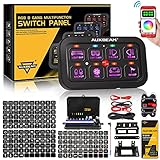 Auxbeam 8 Gang Switch Panel Bluetooth AR-800 RGB Switch Pod with Switch Panel Sticker, Toggle Moment