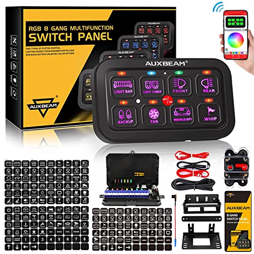 Auxbeam 8 Gang Switch Panel Bluetooth Ar-800 Rgb Switch Pod With Switch Panel Sticker, Toggle Momentary Pulsed 12V Switch Panel For Car Truck Offroad Rv Camper Van Suv Utv Atv #TOP8