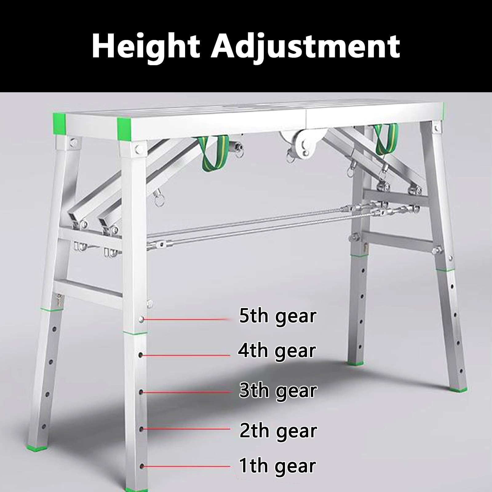 Andamio Plegable PortáTil, Plataforma de Trabajo Ajustable, Andamio de Aluminio Resistente para Limpieza de Techos, Pintura, Lavado de Autos, Carga MáXima de 1120 Libras,180x30cm