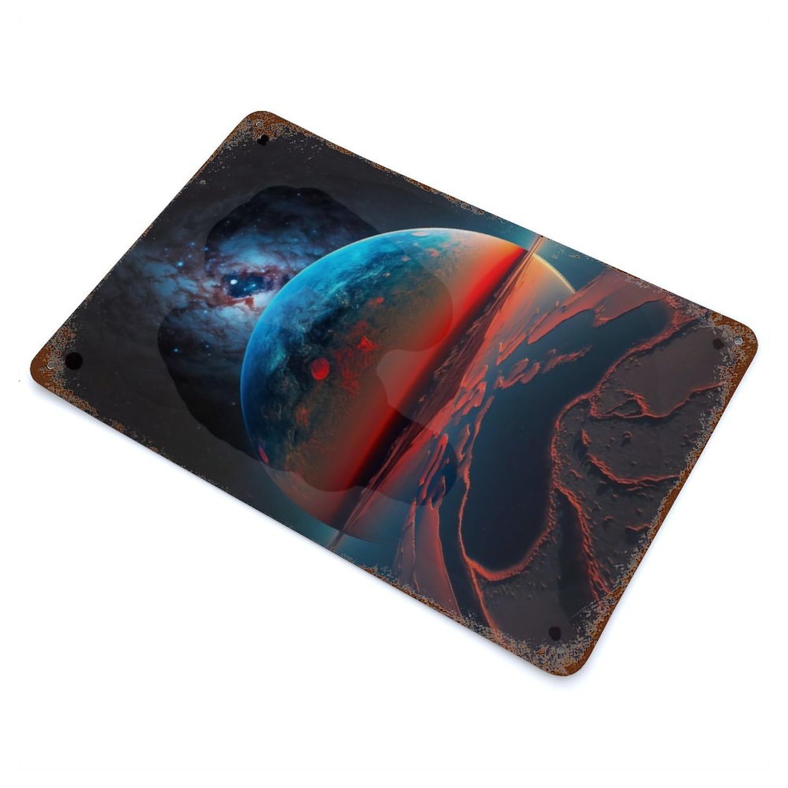 Decorative Tin Sign Exoplanet Kepler 442b 11.8"x7.9", Novelty Wall Decor for Shed, Workshop And Garage Wall Decor