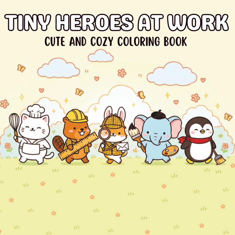 Tiny Heroes at Work: Coloring Book for Adults and Teens Featuring Cute Tiny Hero Animals at Work for Relaxation (Comfy & Cute Coloring)