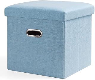 WENWENLEE Taburete bajo con Forma de Cubo, Caja de Almacenamiento de Color sólido con Espuma viscoelástica para Sala de Estar, Dormitorio, Armario o Taburete Debajo de la Mesa Estable (diáme