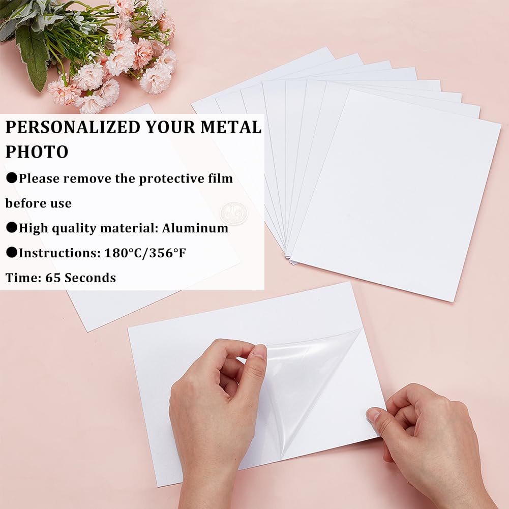 CRASPIRE 10Pcs Sublimation Metal Photo Blanks 7.8 x 5.9'' 0.5mm Thick Aluminum Picture Sign Plate White Pearlescent Heat Transfer Aluminums Blank DIY Wall Room Decor Poster Frame Craft Custom Gift - Image 3