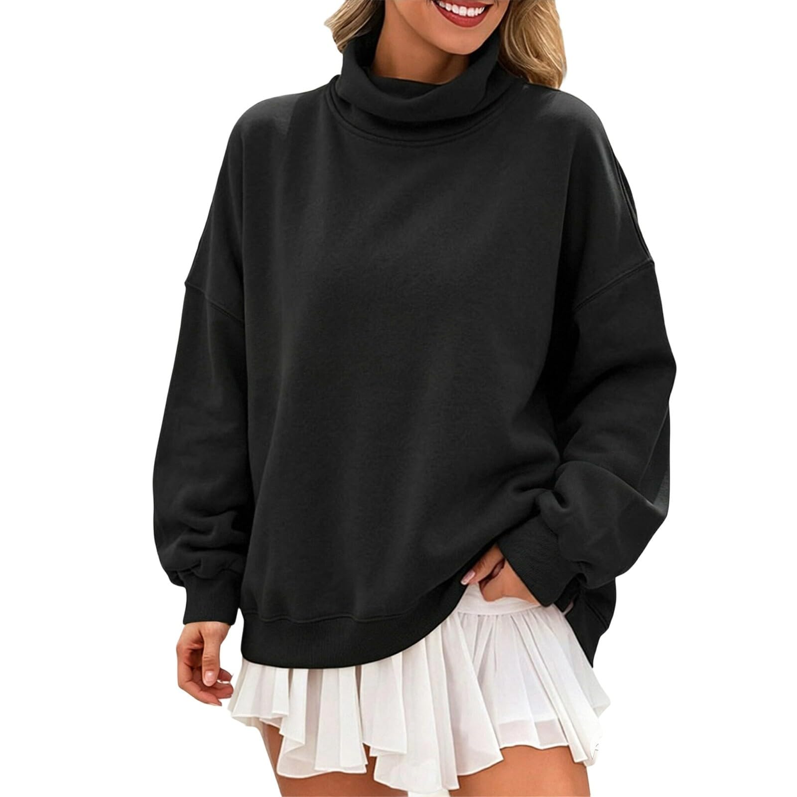 Sudaderas Mujer,Sudadera Informal de Manga Larga con Cuello Redondo, de Felpa Suave, cómoda para el día día.