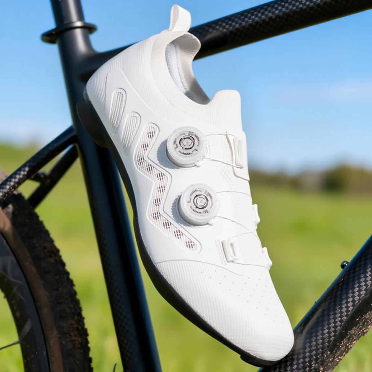Scarpe Ciclismo Strada Uomo Donna, Scarpe Bici Corsa con SPD Calas Antiscivolo Traspirante Scarpe Spin per Sportive da Esterno