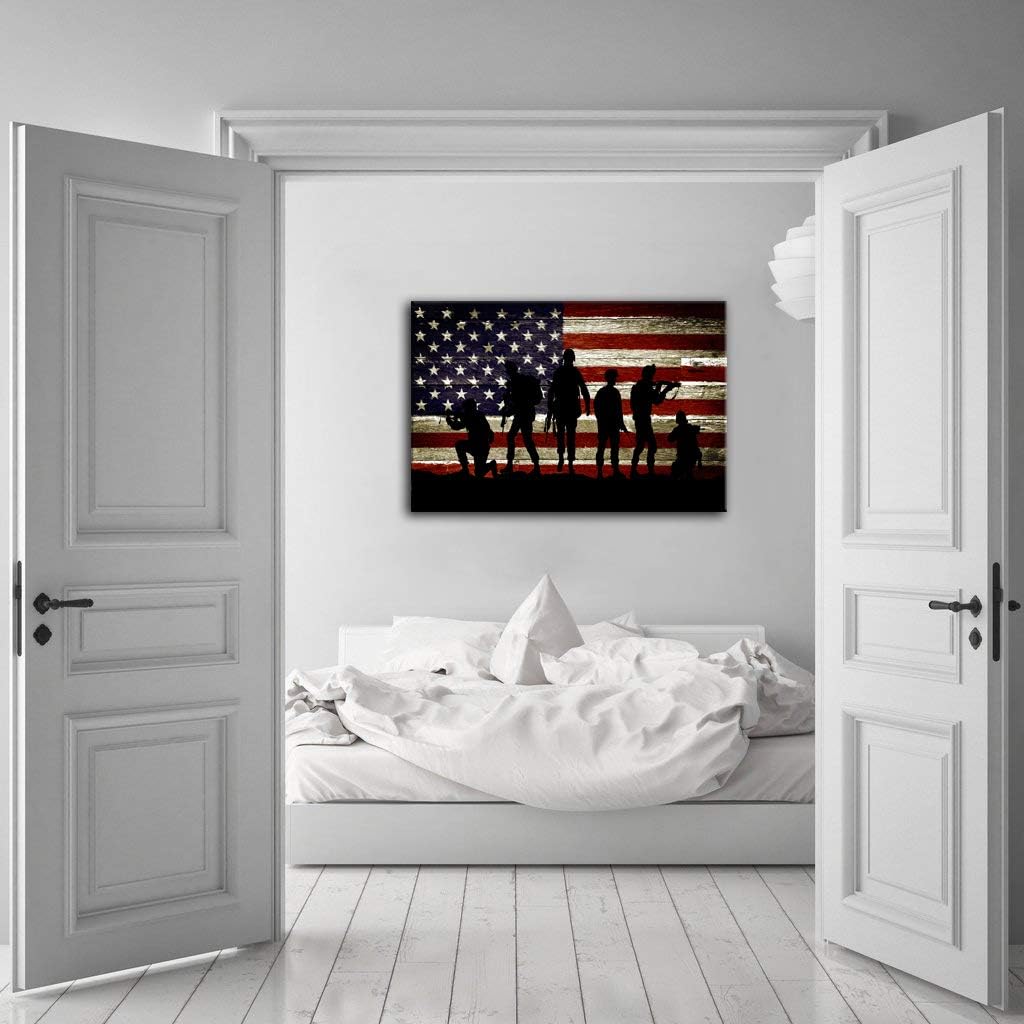 Best Quality 🔥 AMEMNY Vintage American Flag Canvas Wall Military Soldiers Army Pictures Modern Painting Pictures for Living Room Bedroom Bathroom Office Decor Framed Ready to Hang Exclusive Discount 50% Price AMEMNY Vintage American Flag Canvas Wall Military Soldiers Army Pictures Modern Painting Pictures for Living Room Bedroom Bathroom Office Decor Framed Ready to Hang