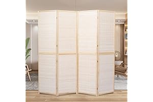 4 Panel Bamboo Folding Screen Divider: Stylish Room Separation Solution