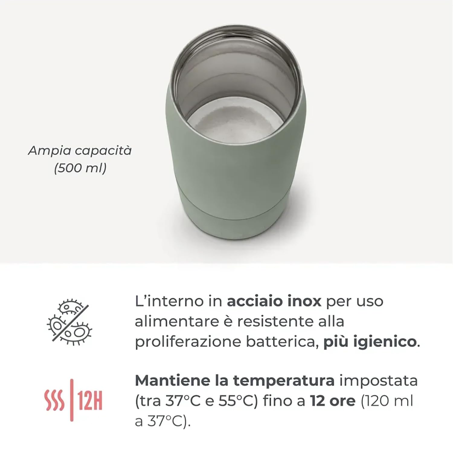 Nuvita 1190 podgrzewacz do butelek 500 ml - bezprzewodowy podgrzewacz do butelek z akumulatorem, 3 temperatury do wyboru 37°C/55°C/100°C, utrzymuje ciepło do 12 godzin