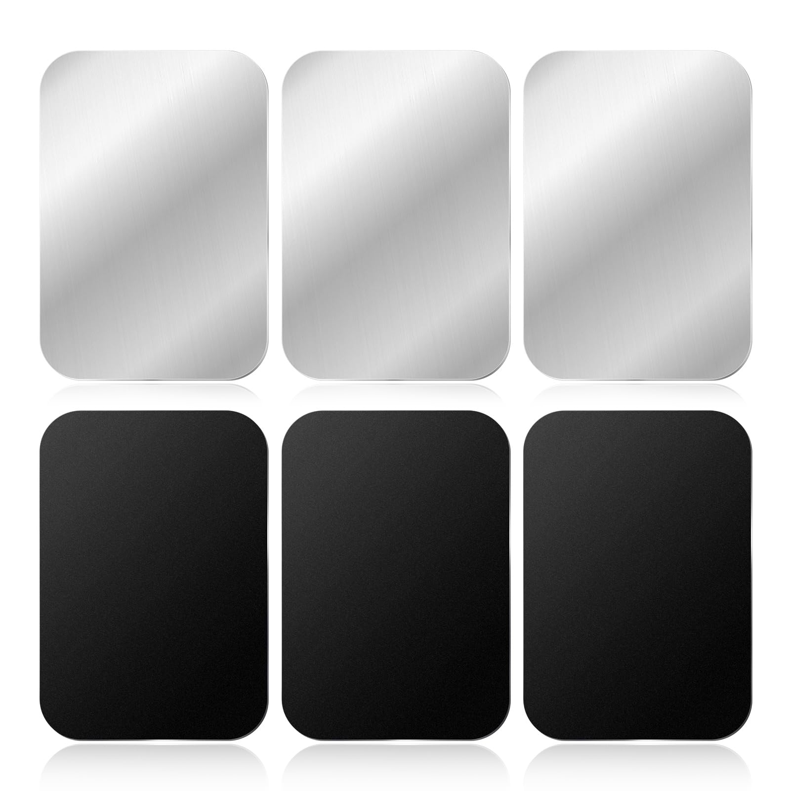 6 Piastre Metalliche Per Supporto Magnetico Telefono - Rettangolari, Adesive, Ultra Sottili, Colore Nero E Argento