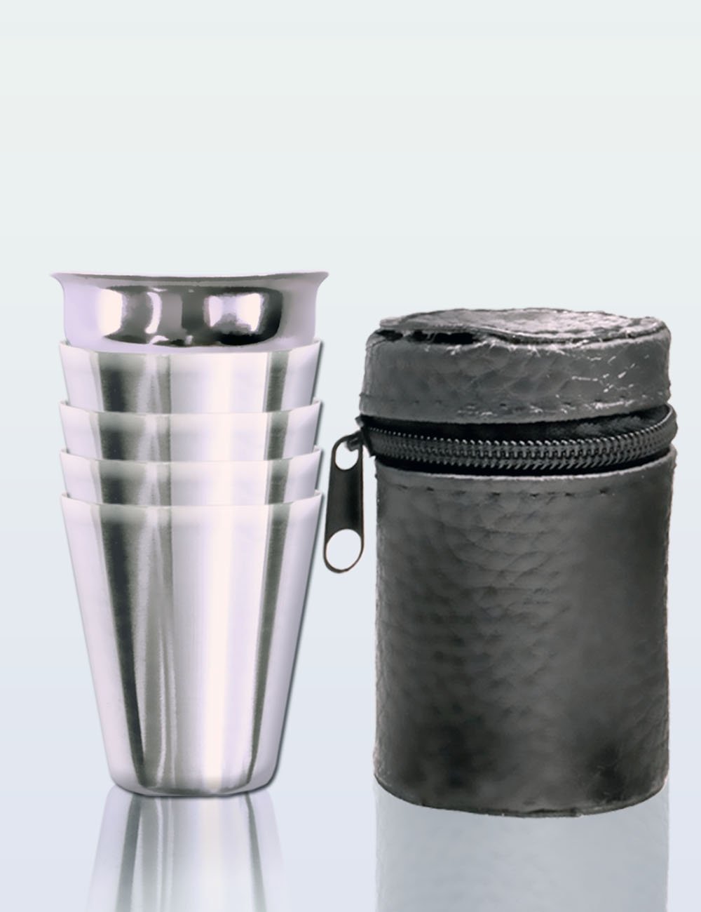 OUTDOOR SAXX Set 4 Bicchierini In Acciaio Inox Da 2cl Con Custodia In Pelle E Imbuto, Rosa