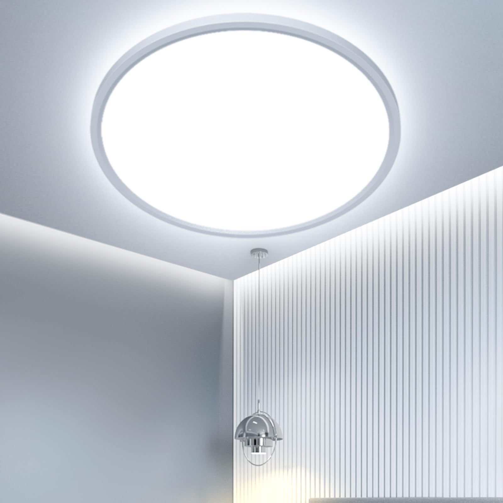 OTREN Plafon LED Redondo Downlight Panel Superficie, Lámpara de Techo Moderna 6500K IP44 para Dormitorio Baño Cocina Pasillo Comedor Sala Ø23cm