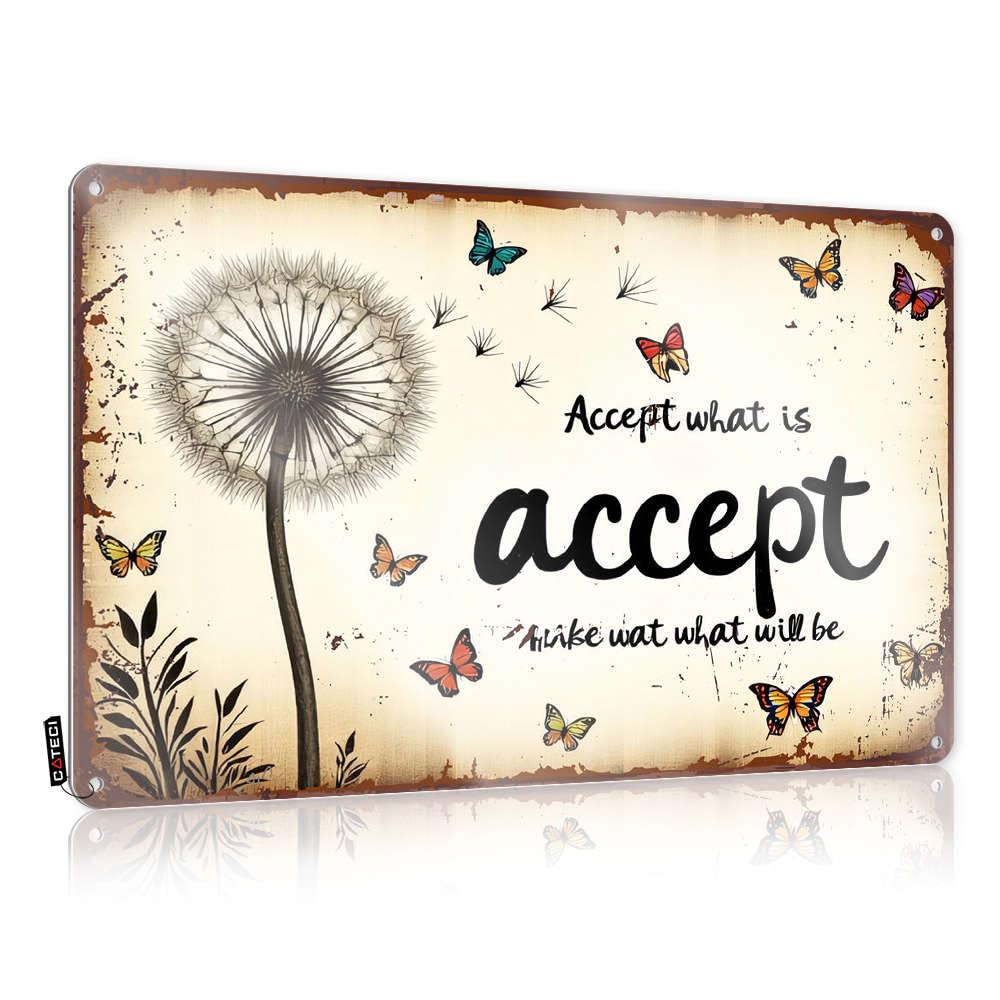 Funny Tin Signs Vintage Accept What Is; Embrace What Will Be Tin Sign Decaor Sign Tin Signs(20X30CM)