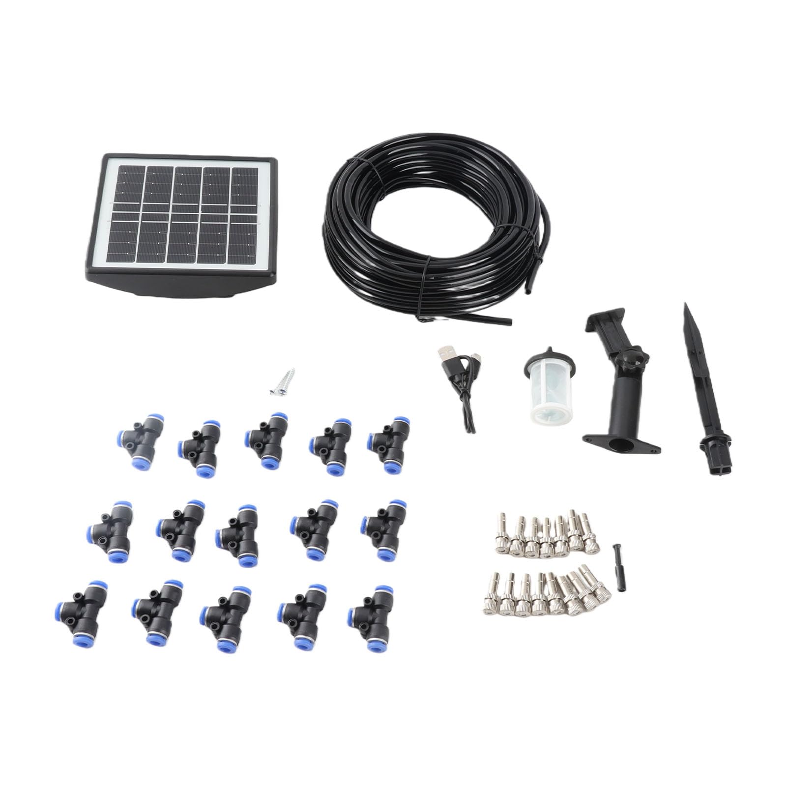 Kit de de riego por aspersión alimentado por energía solar, automático de riego con temporizador impermeable IP67, kit de riego automático solar para invernadero,