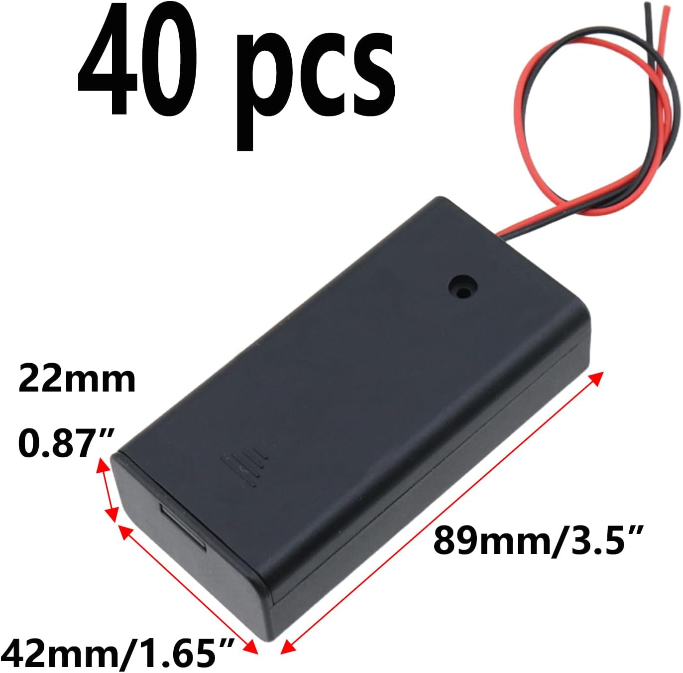 Semetall 40-Pack 2 × 1.5V AA Battery Holder with On/Off Switch & Wire Leads