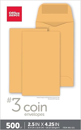 Miniatura 4 de Office Depot Sobres para monedas, #3, 2 12 "x 4 14", marrón Kraft, paquete de 500