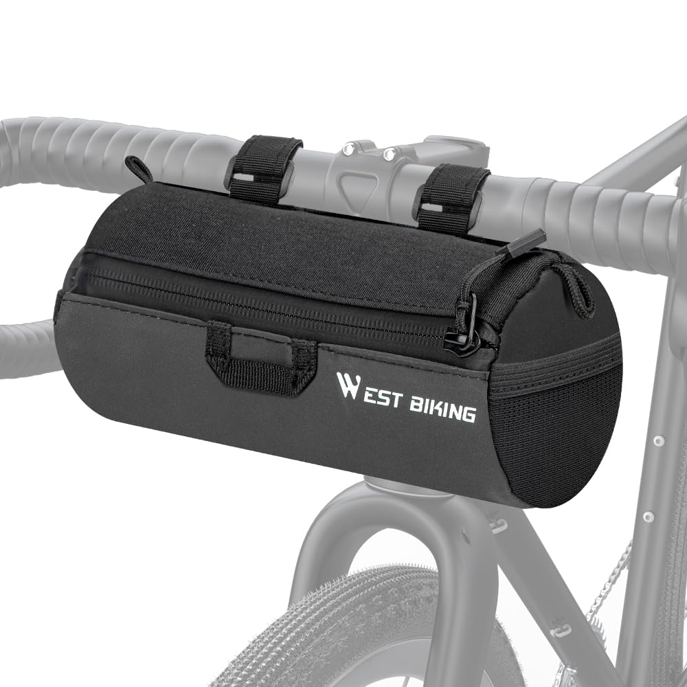 Borsa da manubrio per bicicletta, 1 l, riflettente, con tracolla, per bici da corsa, mountain bike, gravelbike, borsa a tracolla e borsa per tubo superiore, ultraleggera e impermeabile