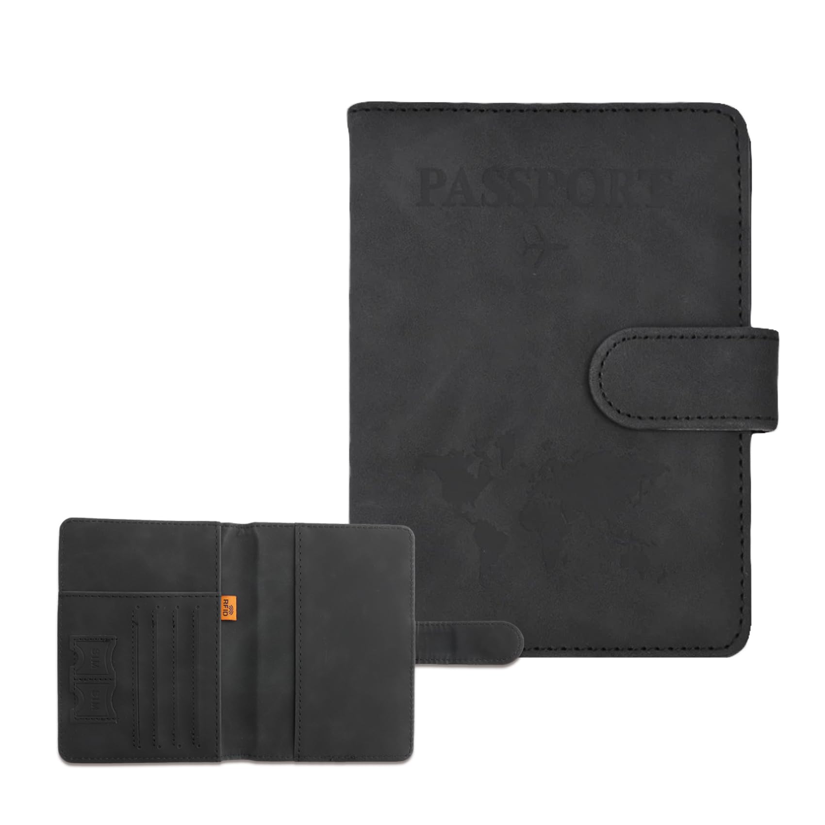 Passport Holder for Travel, RFID Passport Holder, Black Passport Cover Case, Passport Wallet PU Leather Passport Book Travel Wallet with Card Holder