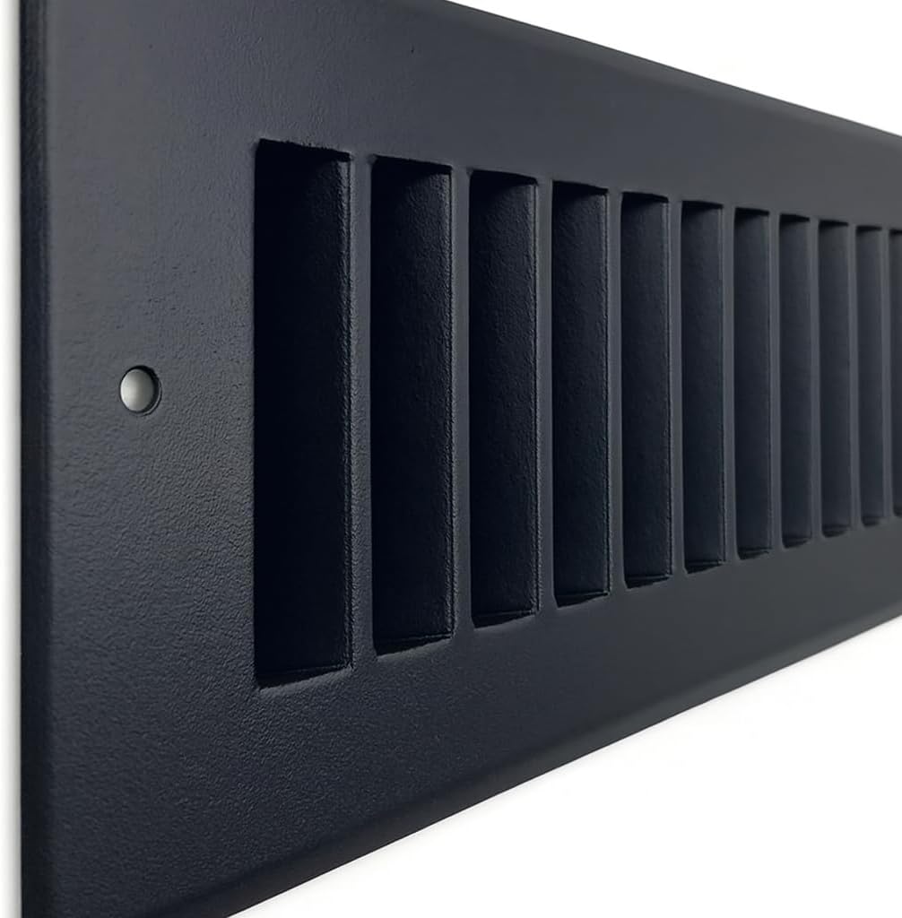 Toe Kick Vent Cover 2" x 12" Duct Opening, Black Cabinet Toe Kick Register Grille, Steel Air Vent Grate for Kitchen Cabinets HVAC Ventilation, 4 Pack