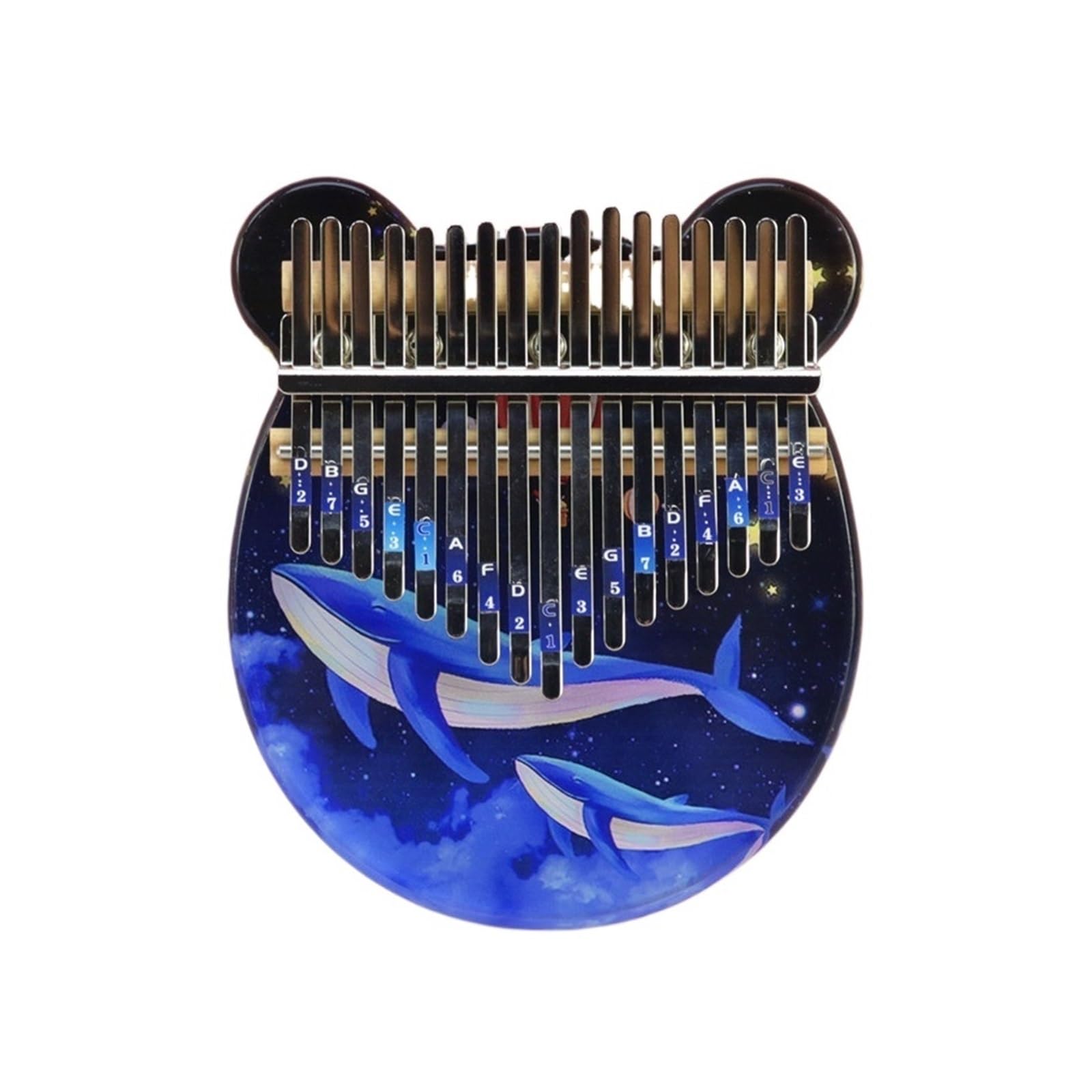 Kalimba 17-tonowy malowany niebieski wieloryb akrylowy kolorowy pianino kalimba dla początkujących dla początkujących