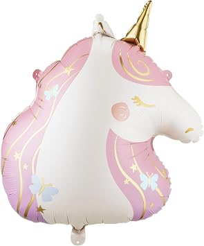 Large Foil Unicorn Balloon PartyDeco 24 Inch Pastel Birthday Decoration for Girls, Magical Kids Party Centerpiece