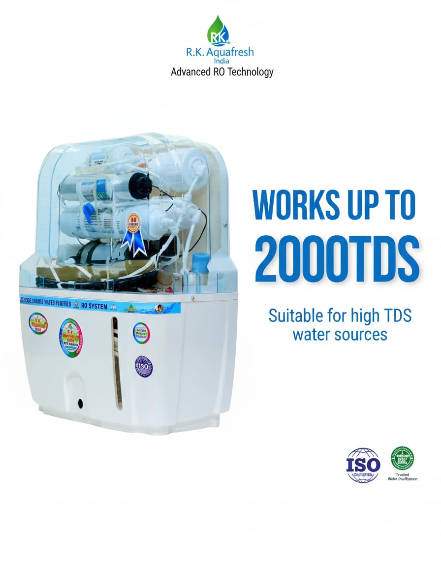 Rk Aqua Fresh India Swift Pure Alkaline Plus Ro Water Purifier With Ro+Uv+Uf+ALKALINE ZINC Copper Tds Adjuster 15 Ltrs Storage Best for Home & Office HTDS Membrane