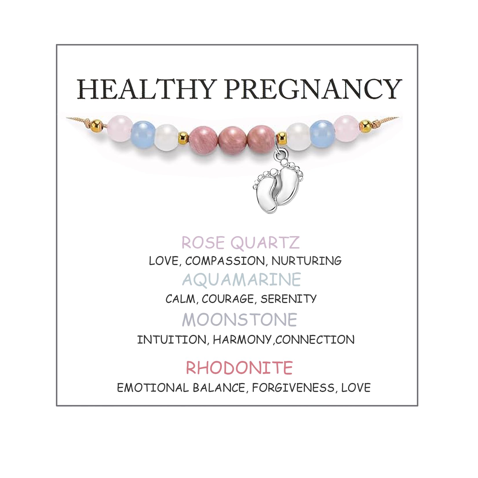 PINCHUAN Healthy Pregnancy Gifts Healing Crystals Pregnancy Bracelet Healthy Pregnancy Bracelet New Mama Bracelets Pregnant Mom Gifts Pregnancy Gift