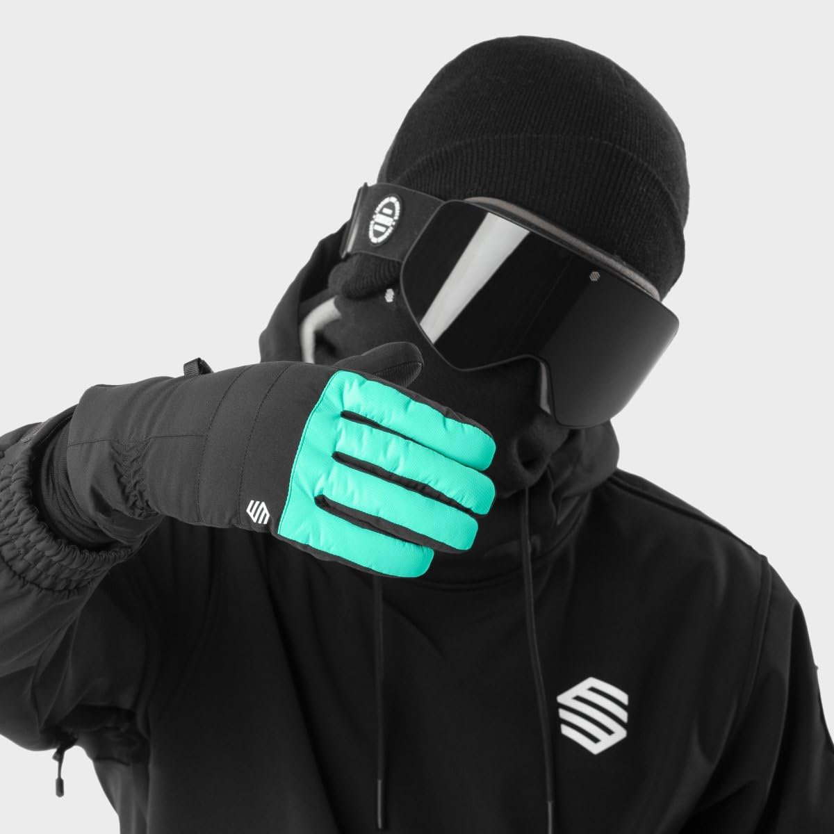 SIROKO Guantes térmicos esquí esquí y Nieve Voss Turquoise Negro
