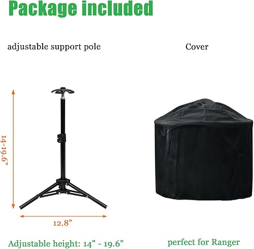 Miniatura 7 de WOMACO Cubierta para fogata para estufa sola, refugio protector resistente al aire libre con soporte de poste y asa, accesorios impermeables para