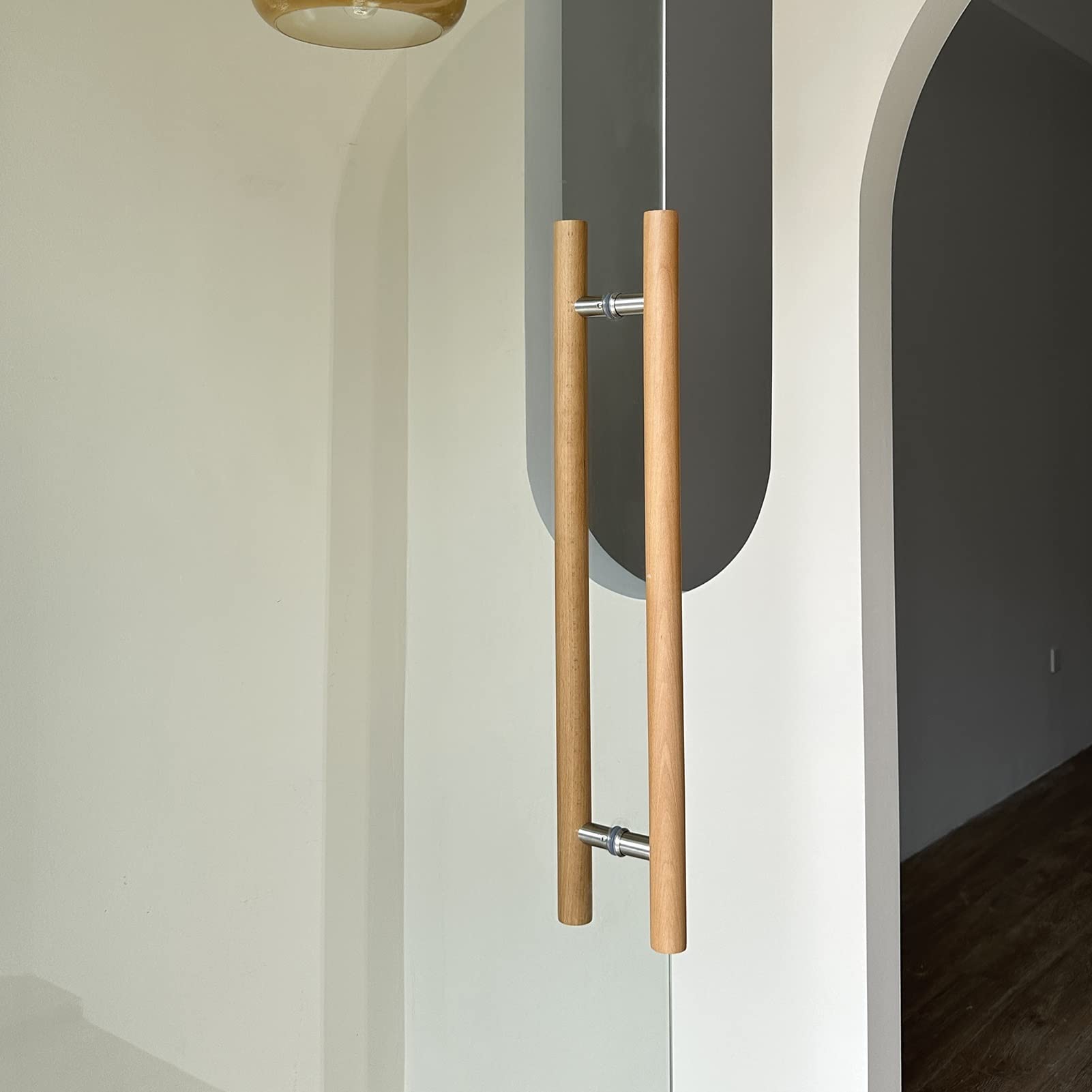 Barre de poussée ronde pour porte en bois de grange et entrée de bureau contemporain