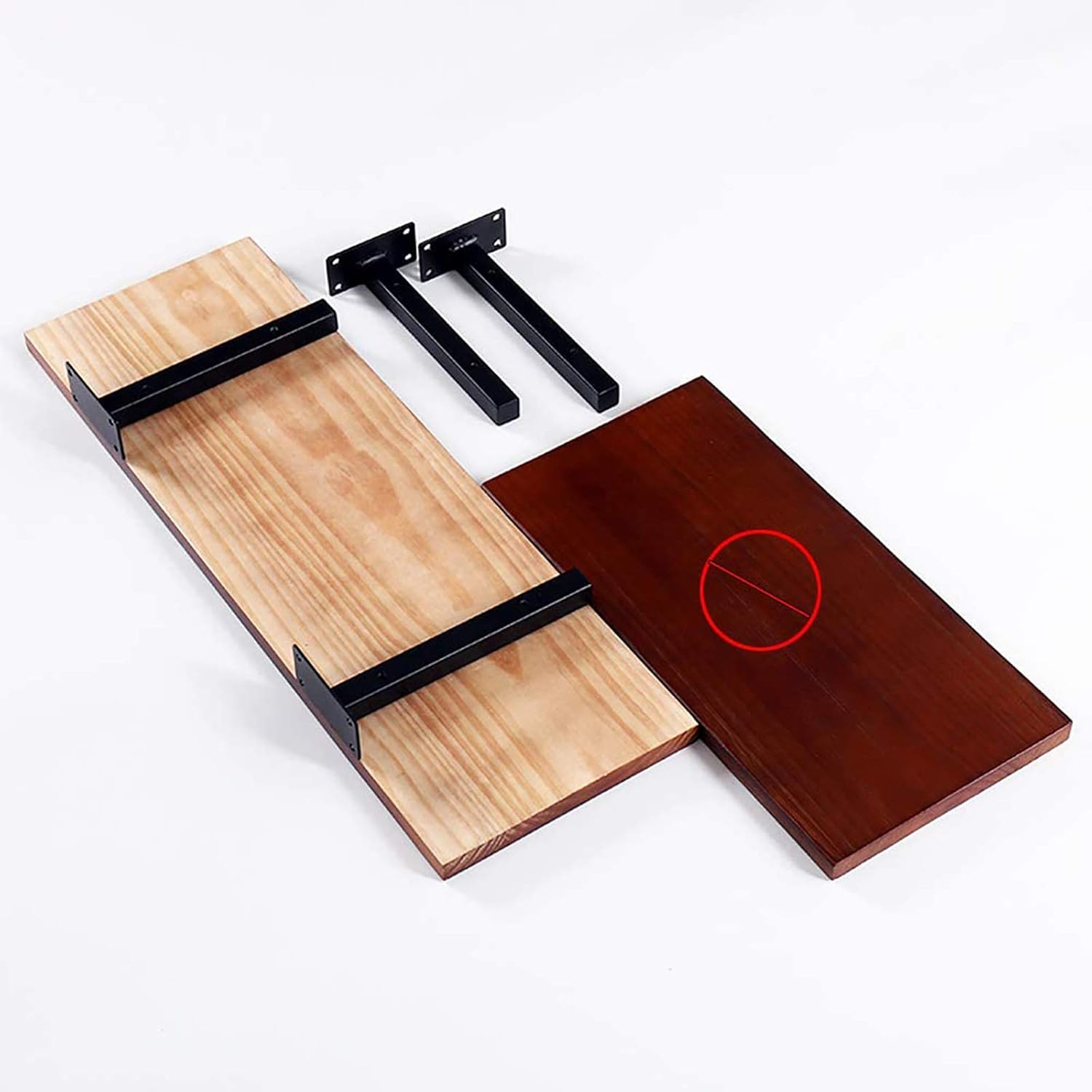 QWEASDF 2Pack Heavy Duty Shelf Brackets, Floating Shelf Brackets, Wall Mounted Iron Concealed Hidden Hardware Brace with Screws and Wall Anchors Industrial Metal Supports Shelving,Black,350mm/14 in