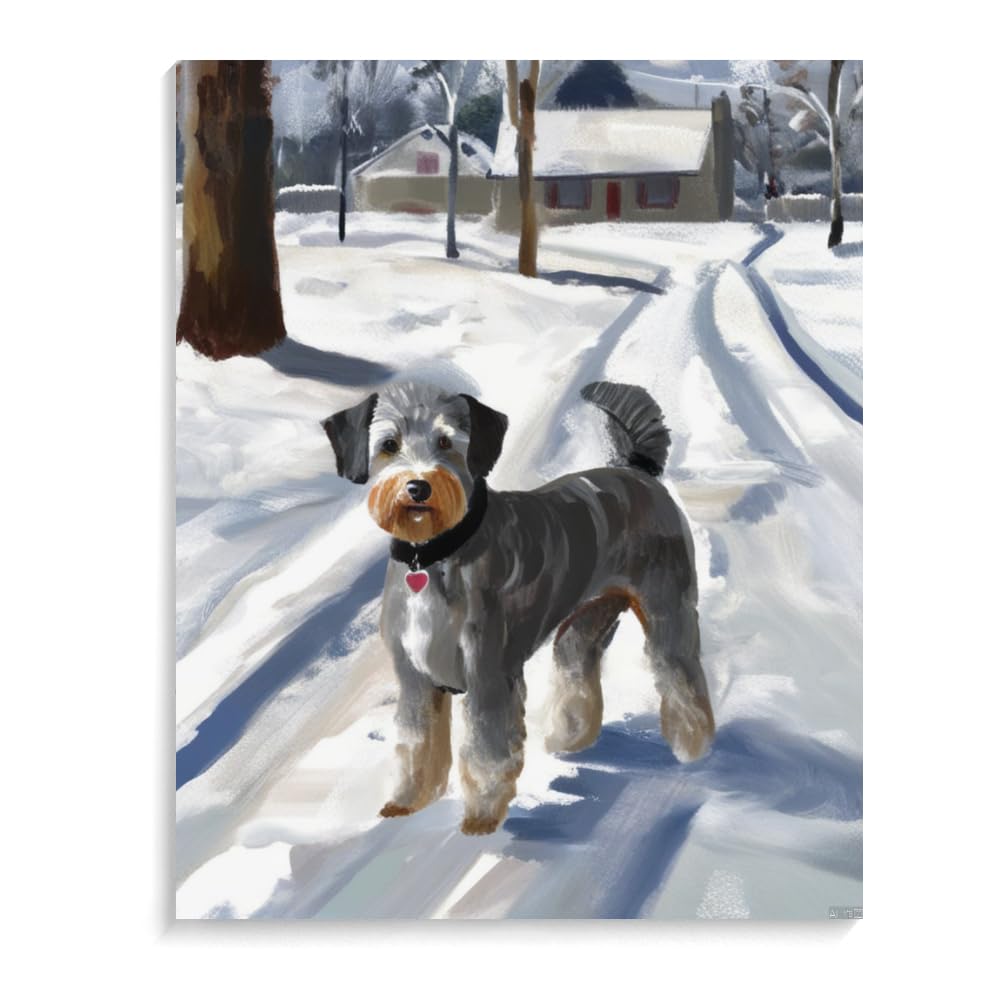 Paint by Numbers Schnoodle Dog DIY Acrylic Painting Kit with Brushes Pigment Oil Painting Artwork Adults Beginners Wall Decor 20x24inch(50x60cm) Frameless