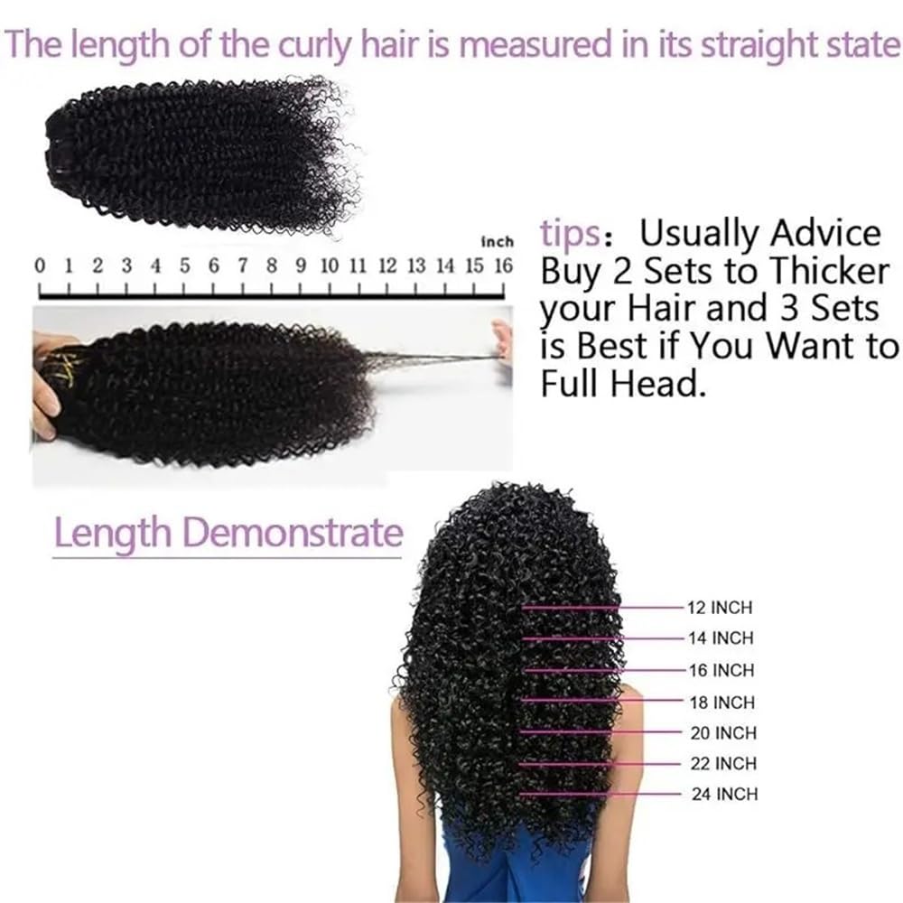 Miękkie Afro kręcone klipsy do przedłużania włosów dla ludzkich włosów, 8 szt. 120 g/zestaw dla brazylijskich Remy dla czarnych kobiet długie (26 cali)