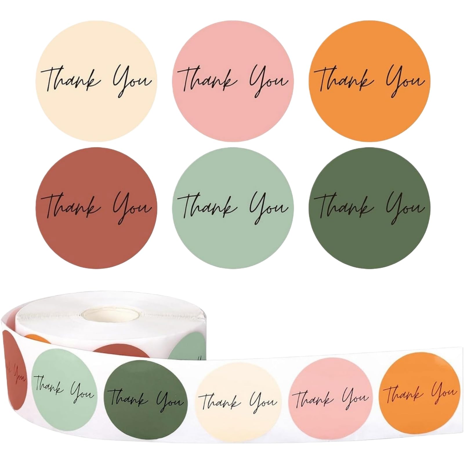 Boiszeda F-2.5Cm(1In) 500Pcs Round Thank You Stickers Ins Style Sealing Labels Multi - Colors Optional