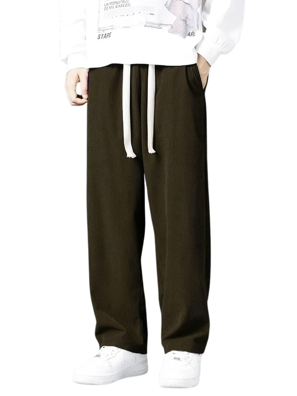 GRECIILOOKSLycra Track Pants for Men – Stretchable Loose Fit Gym Joggers | Korean Style Workout | Loose Mid Rise Trouser (Available in Plus Size)