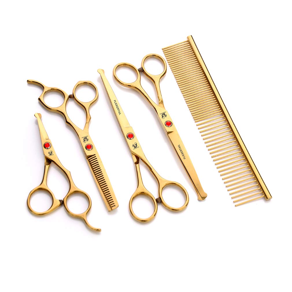 Pet Grooming Forbici Kit, Professionale Governare del Cane Forbici in Acciaio Inox Capelli Utensili per Il Taglio Set, per Pet, Sicurezza Punta Tonda