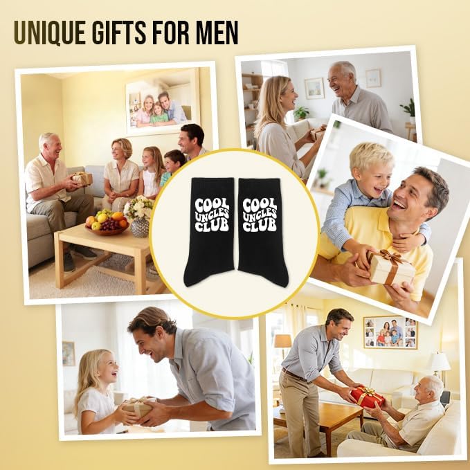 Funny Uncle Socks, Crew Socks for Men, Fathers Days Gifts Birthday Gifts for Men