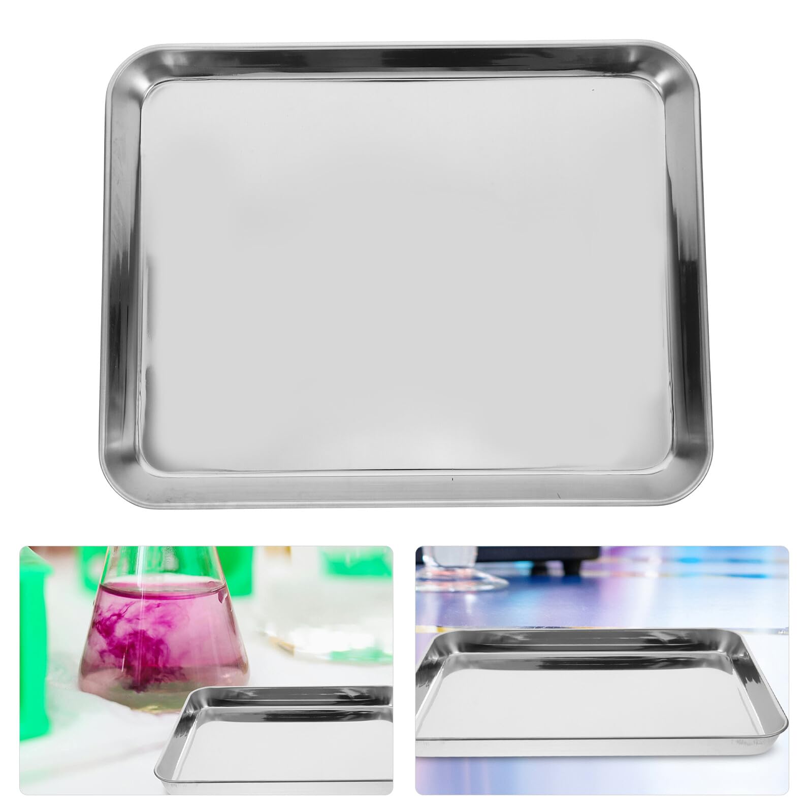 Vassoio per Strumenti Medici in Acciaio Inossidabile Rinforzato Piatto Metallico Multifunzione per Laboratorio Design Antiribaltamento e Facile da Pulire
