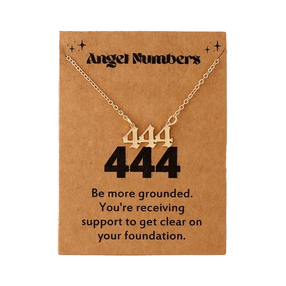 HWJQ Angel Number Necklace for Men Women Stainless Steel Lucky Number Pendant Gold Plated Numerology Necklace Minimalist Jewelry Gift