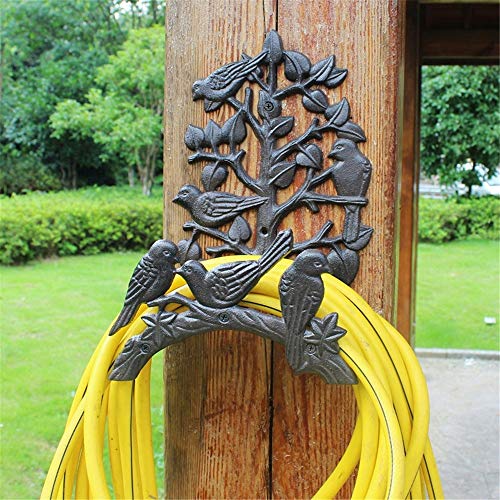 Lisansang Hose Rack Heavy Duty Cast Iron Hose Holder Wall Mounted Hose Butler Water Pipe Holds Rack Hanger Garden Hose Storage (Color : Brown, Size : 31x15x23cm)