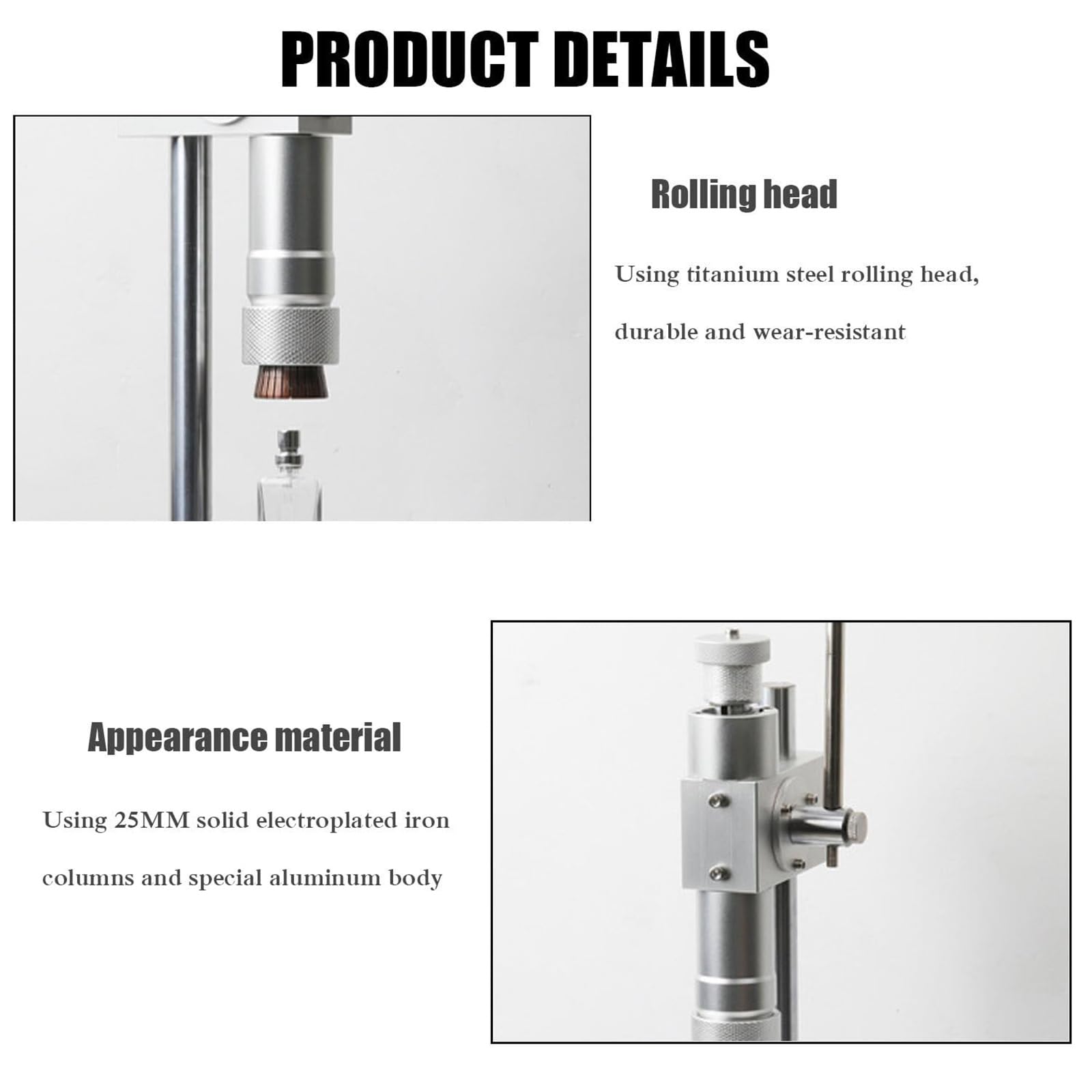 Máquina prensadora manual de acero inoxidable, herramienta manual de sellado de botellas para aceite esencial de perfume, uso comercial