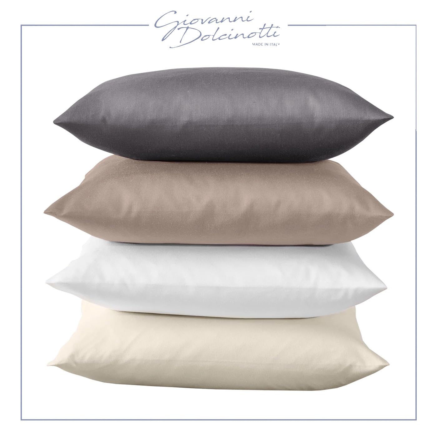 Giovanni Dolcinotti | Set 2 Federe Cuscini Divano 50x50 - Copricuscini Decorativi - 100% Cotone - Fodere con Cerniera - Grigio Perla - Modello Atlanta