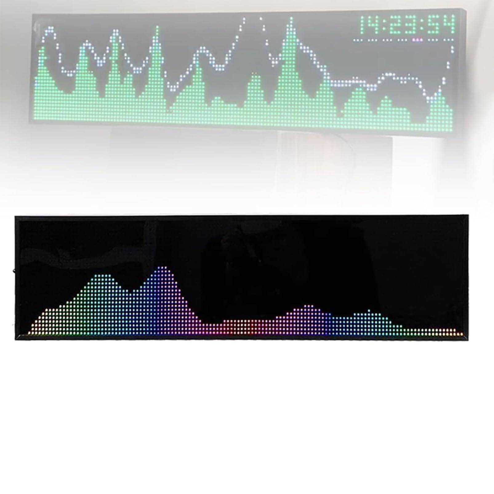 Analyseur De Spectre Musical LED, Analyseur De Niveau Audio RVB, 36 Styles D'affichage, 4 Plages De Fréquences, Horloge Numérique, Commande Vocale Et Ligne, pour Voiture Et Studio