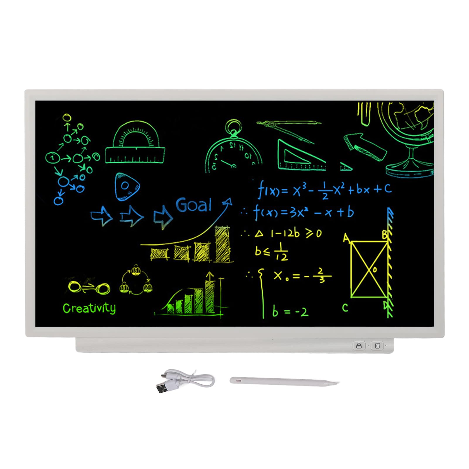 Asixxsix Tavoletta Grafica LCD da 24 Pollici, Schermo Ad Alta luminosità Lavagna Colorata per Doodle con Penna di Supporto Integrata Inclusa per l'uso in Ufficio, a Casa e a Scuola