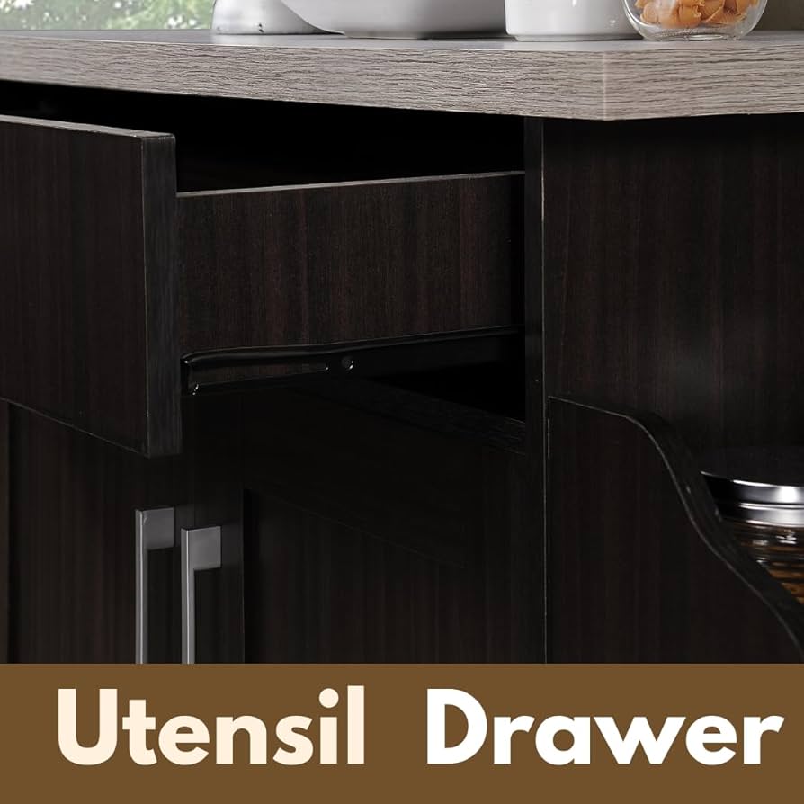 Amazon.com: Hodedah Rolling Wood Kitchen Island Cart with