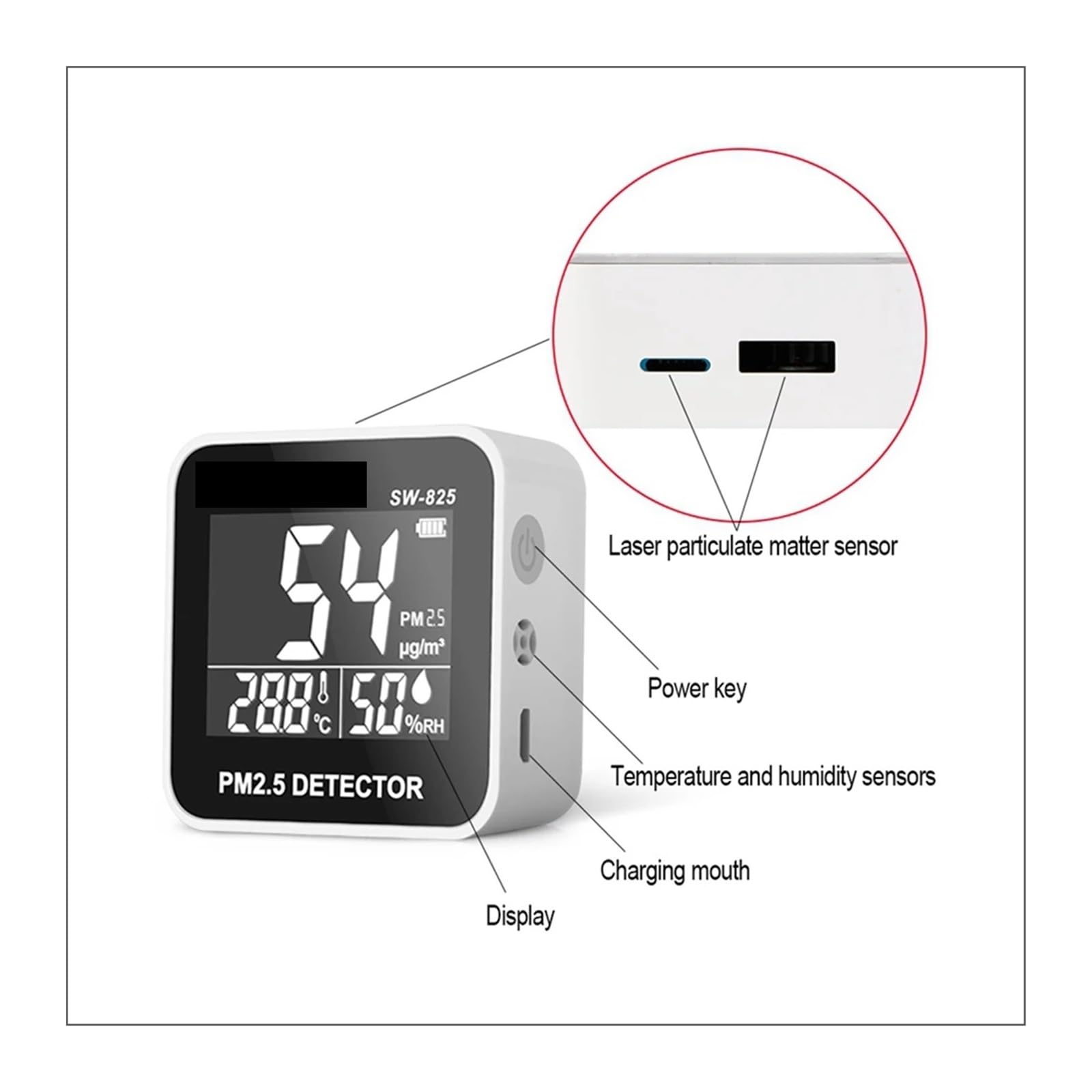 Detector de Gas, Monitor de PM2.5, Monitor Calidad del Aire, Detector ., Mini analizador eléctrico Temperatura y Humedad, Gas Digital para el Trabajo, el hogar