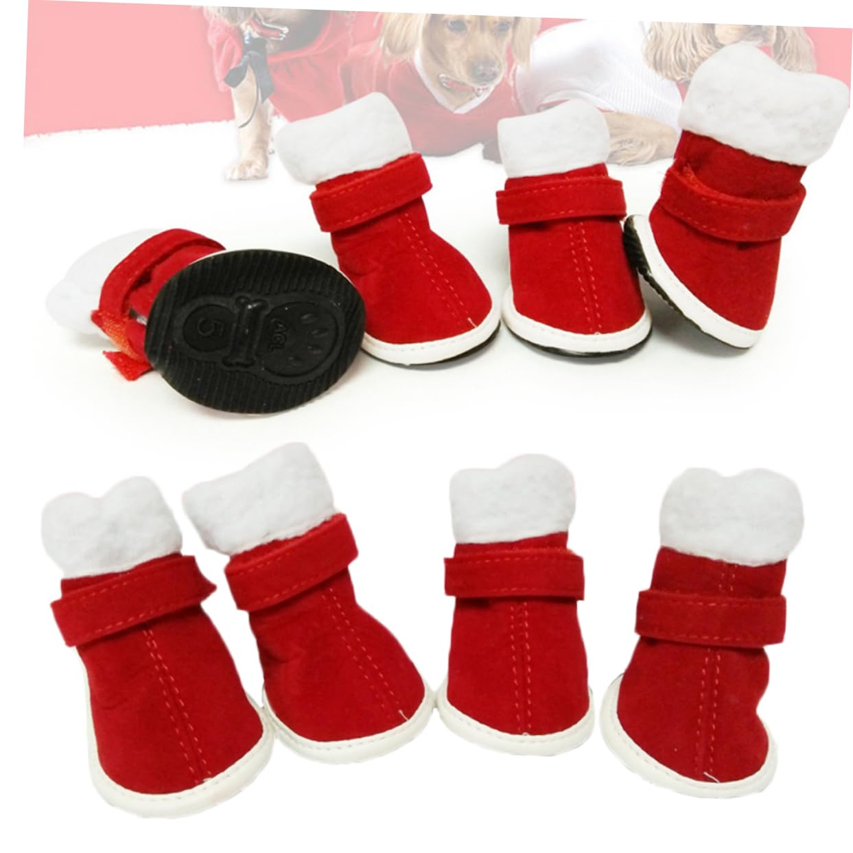Mipcase 12 Pz Stivaletti Antivento Scarpe Natalizie per Cani Stivaletti Invernali Stivali Scarpe Antiscivolo Scarpe Invernali A Prova di Prodotti per Animali Scarpa Cane Domestico